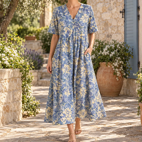 Alicia  - Short Sleeve Midi Dress