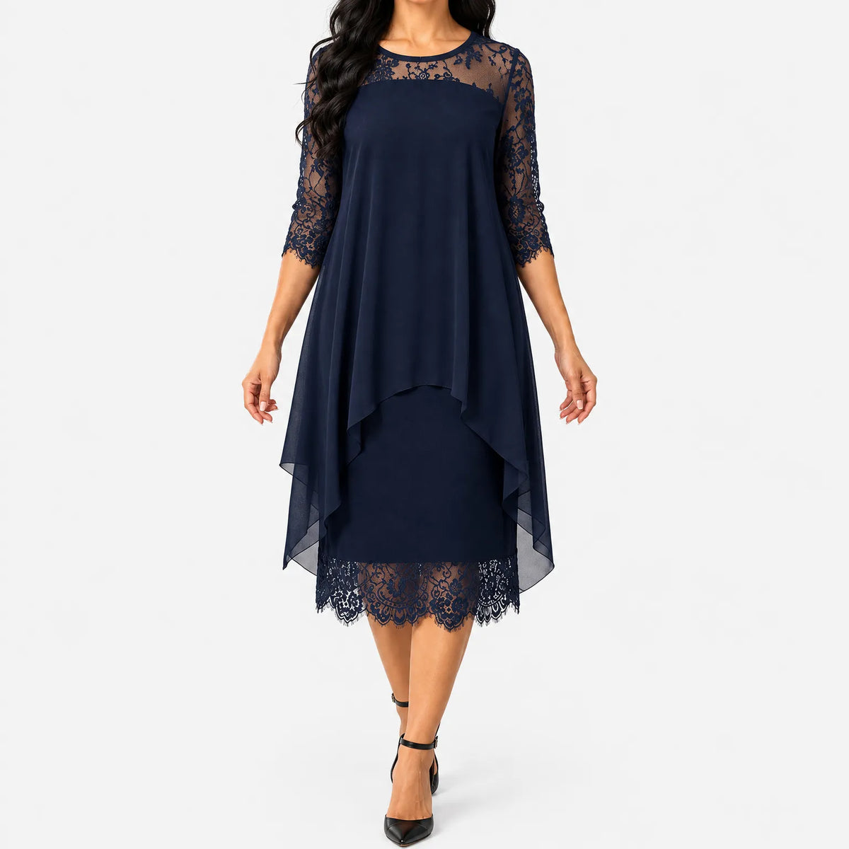 Carole  - Midi Event Dress With Sleeves