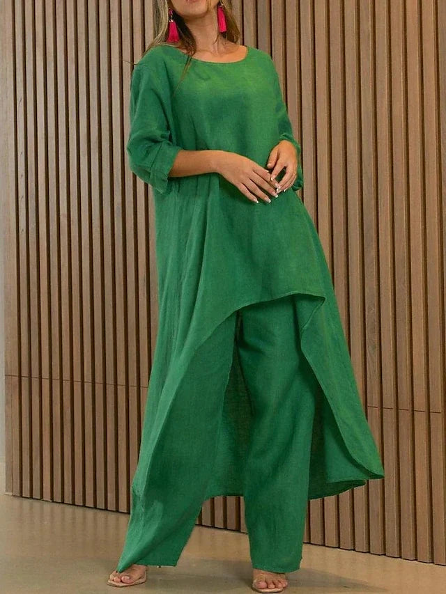 Cheri Collection | Women's Loungewear Pajama Set with Long Sleeve Top & Wide-Leg Pants for Comfortable Relaxation 2