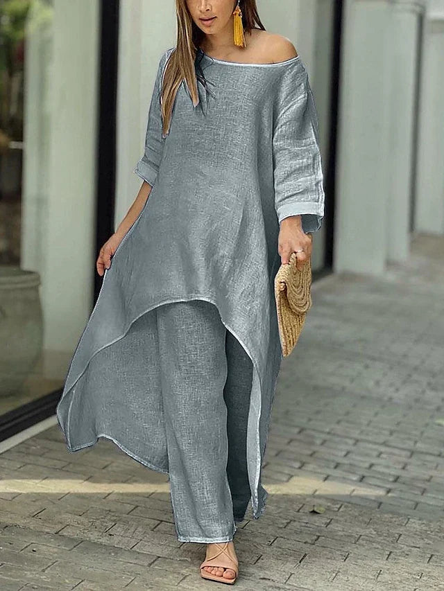 Cheri Collection | Women's Loungewear Pajama Set with Long Sleeve Top & Wide-Leg Pants for Comfortable Relaxation 5