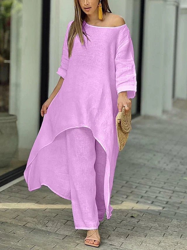 Cheri Collection | Women's Loungewear Pajama Set with Long Sleeve Top & Wide-Leg Pants for Comfortable Relaxation 6