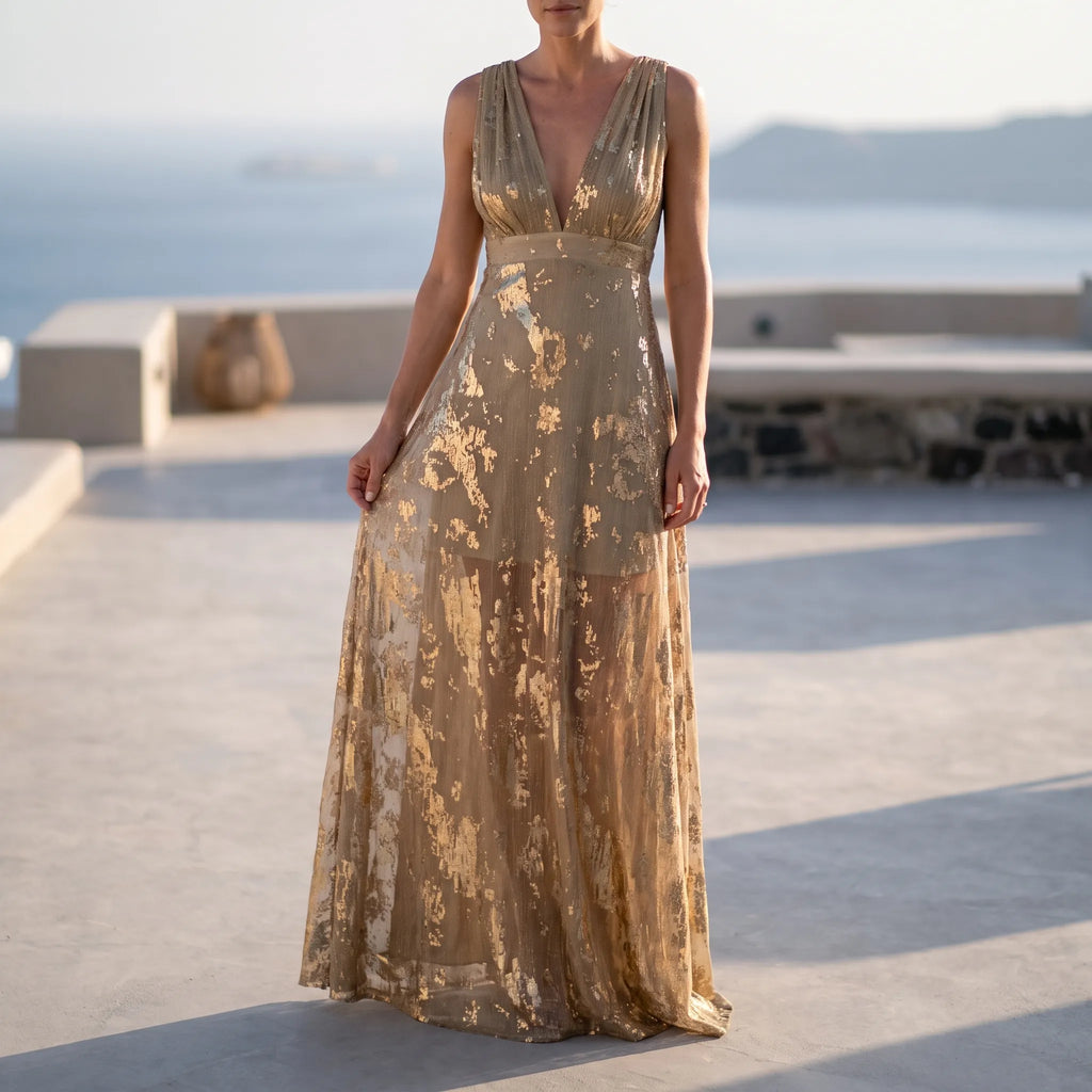 Claire  - Embellished V-Neck Maxi Dress