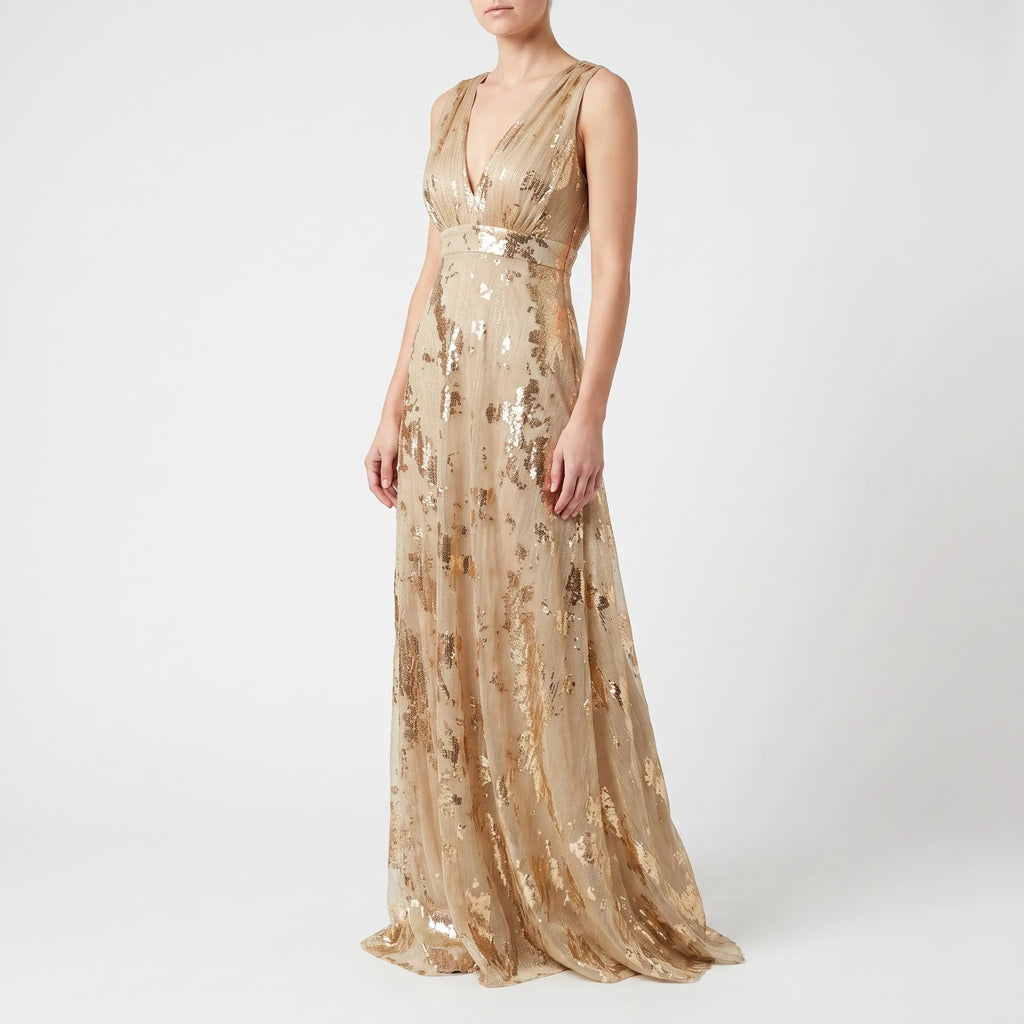 Claire  - Embellished V-Neck Maxi Dress