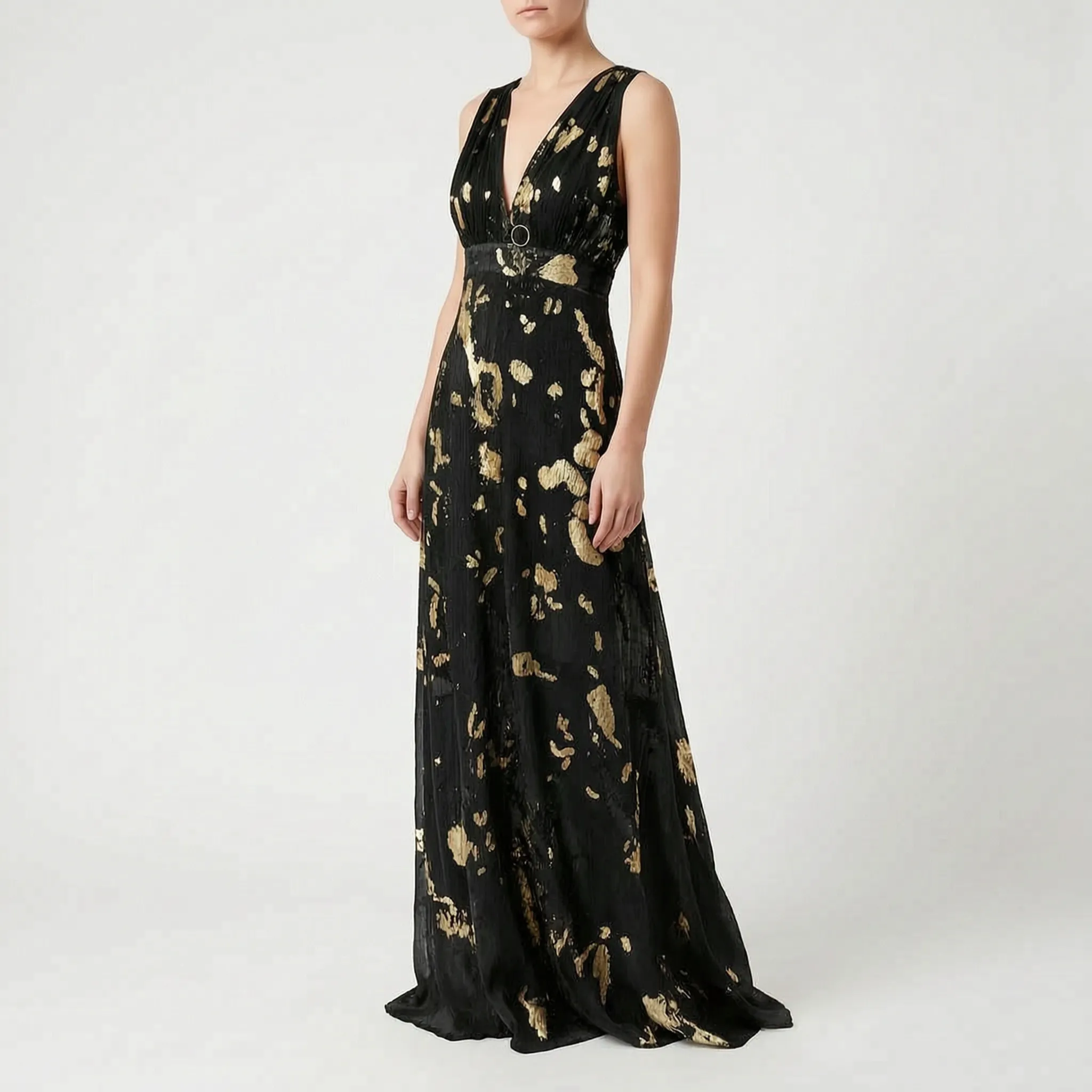 Claire  - Embellished V-Neck Maxi Dress
