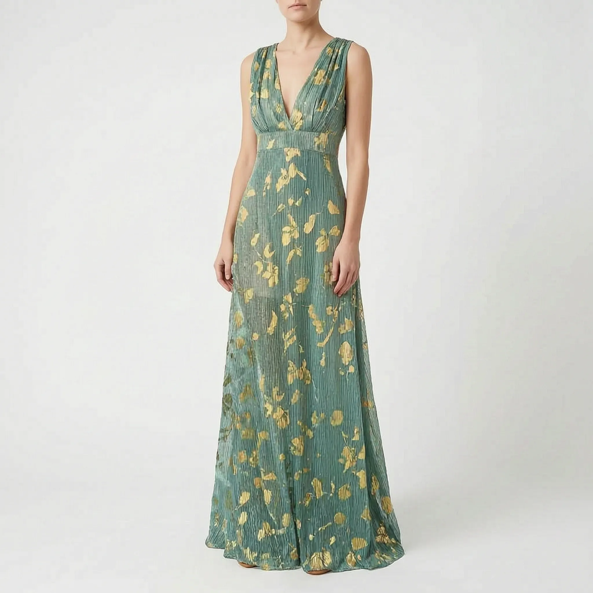 Claire  - Embellished V-Neck Maxi Dress