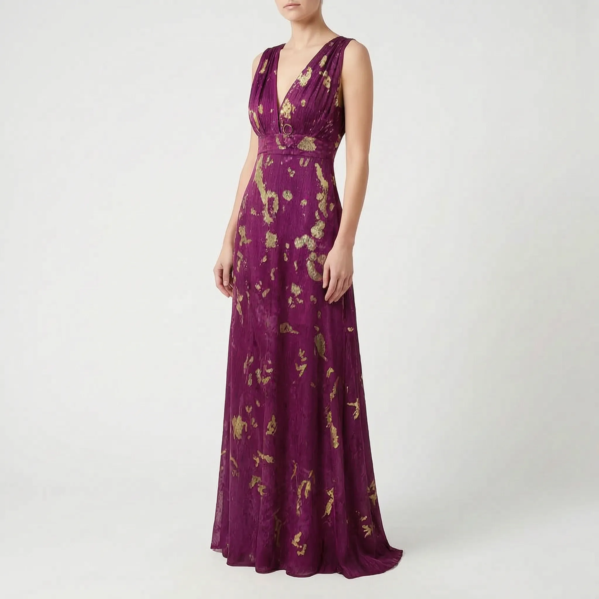 Claire  - Embellished V-Neck Maxi Dress