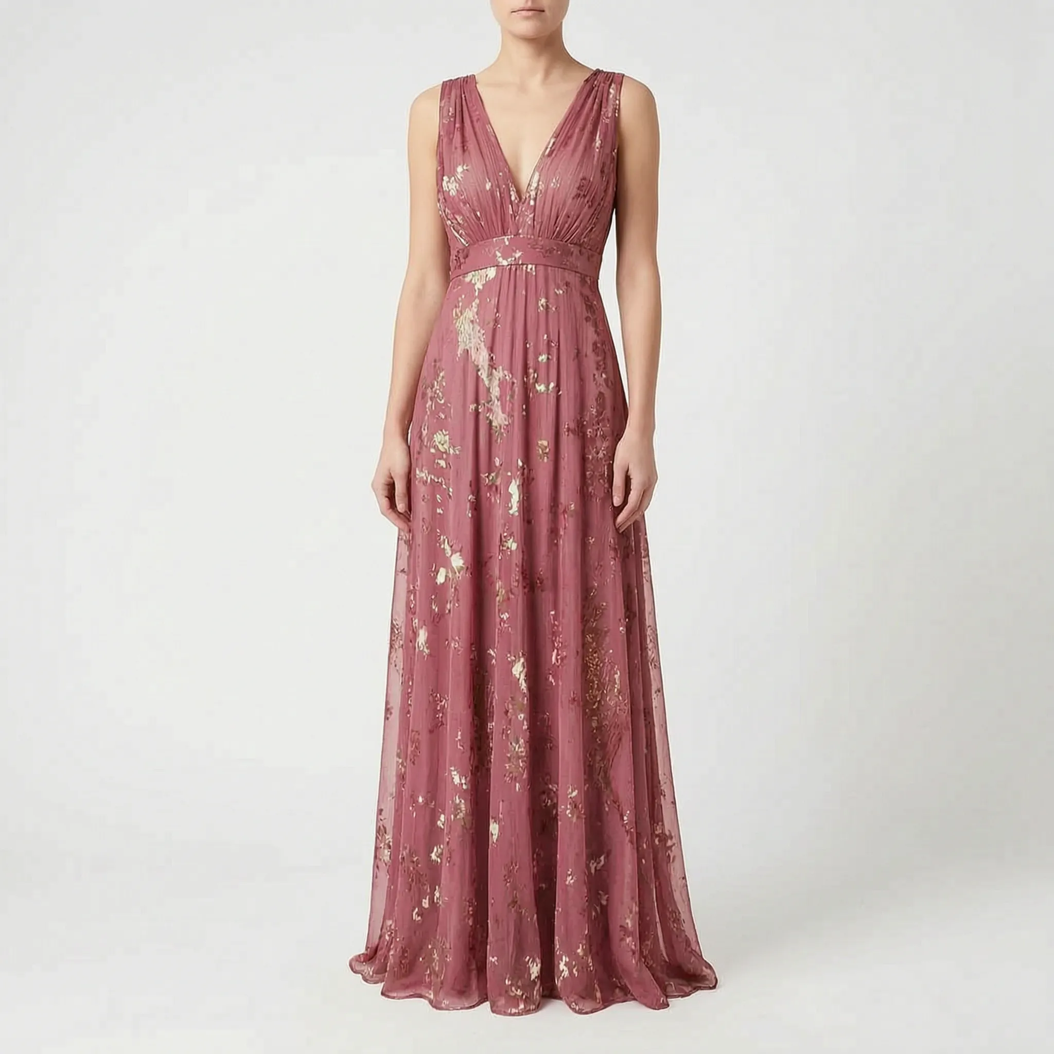Claire  - Embellished V-Neck Maxi Dress