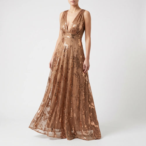 Claire  - Embellished V-Neck Maxi Dress