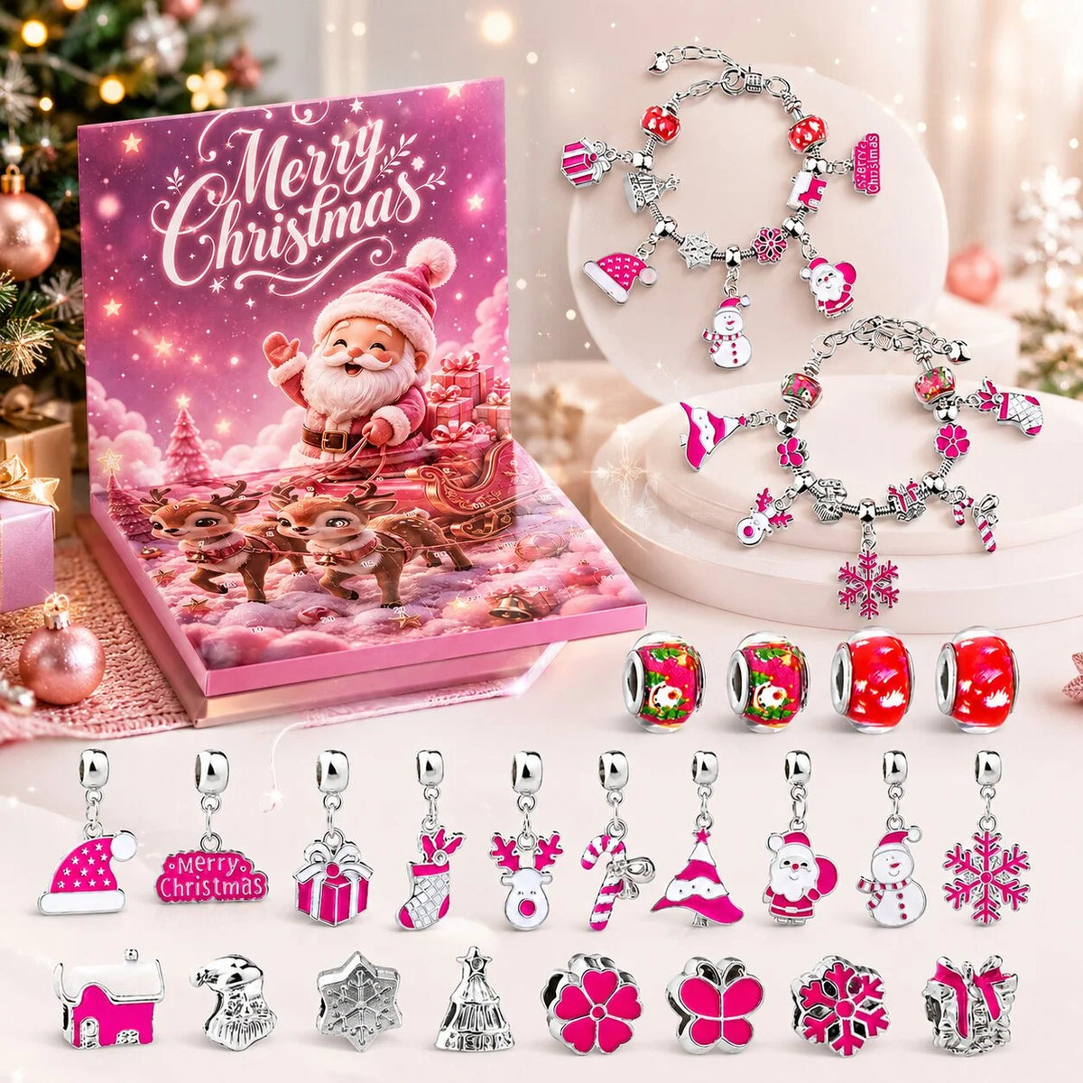 Creative DIY | Bracelet Making Kit with 24-Day Countdown & Custom Beads for Personalized Crafting 0
