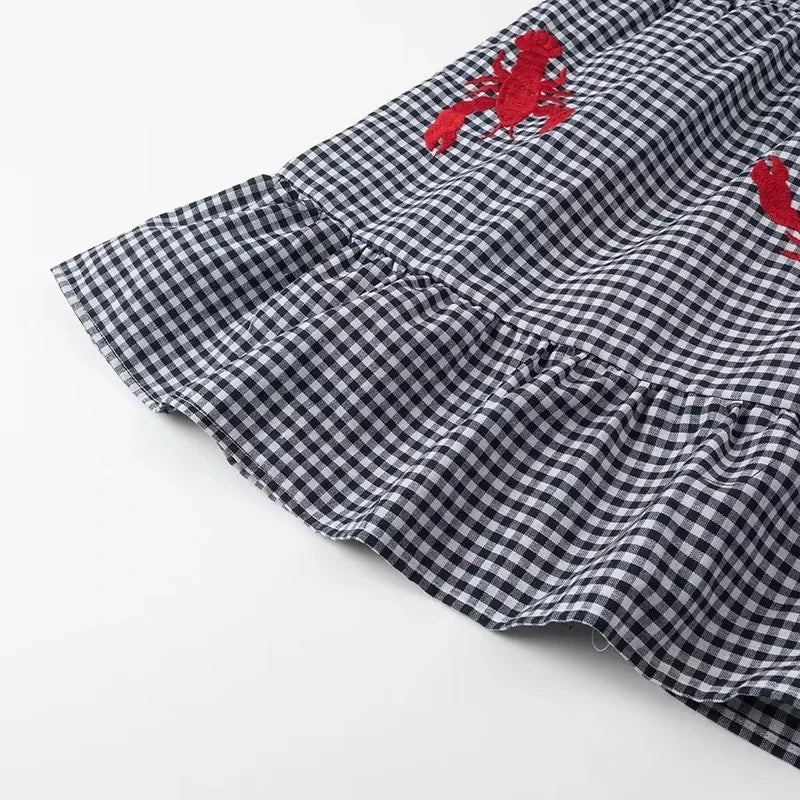 Crystal  - Gingham Print Square Neck Midi Dress