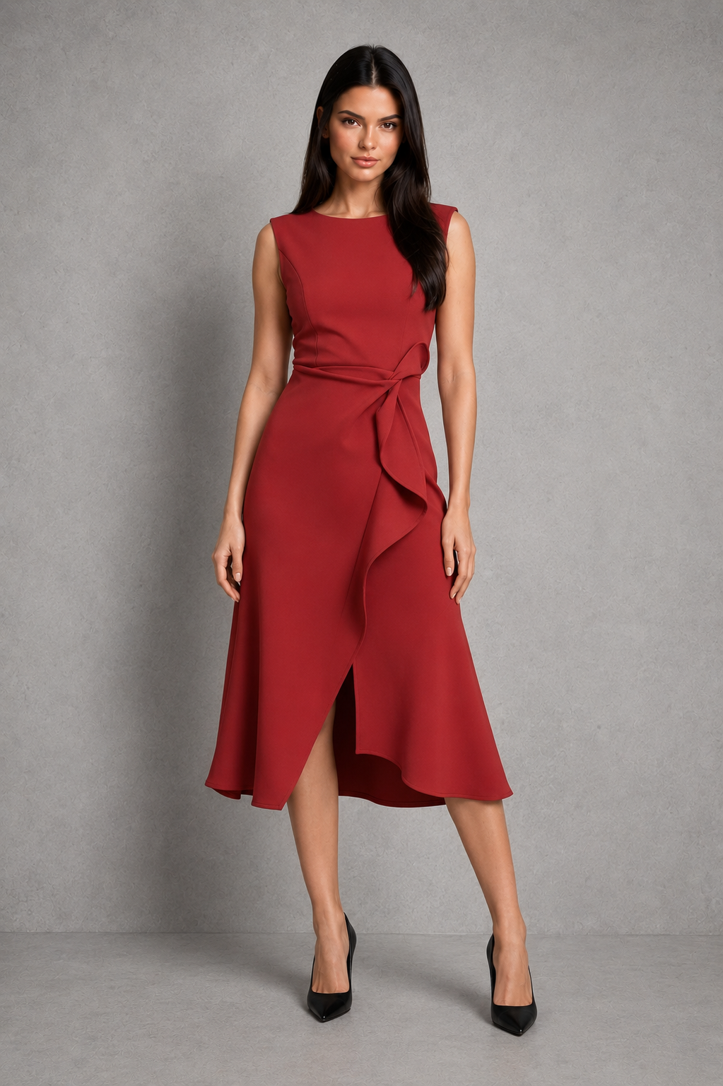 Denise  - Sleeveless Tailored Midi Dress