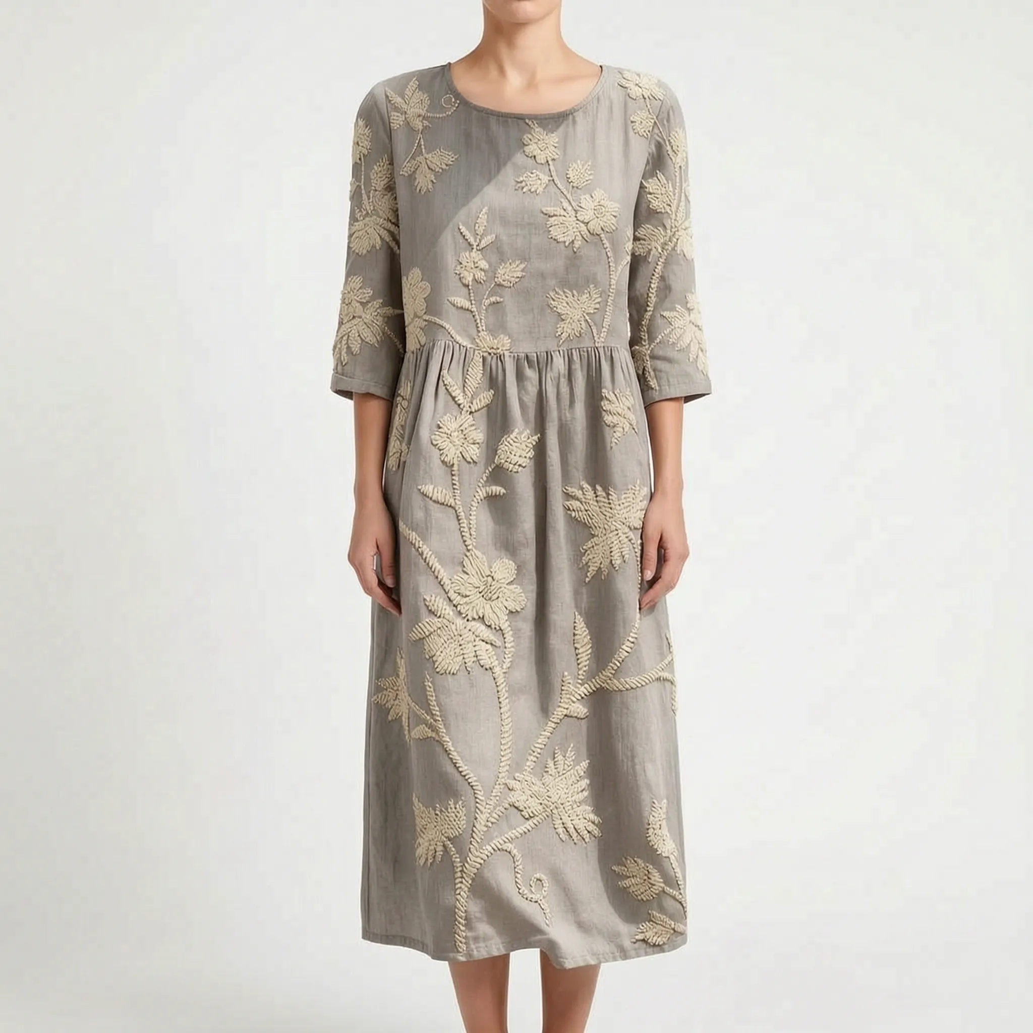 Elizabeth  - Relaxed Blue Floral Midi Dress