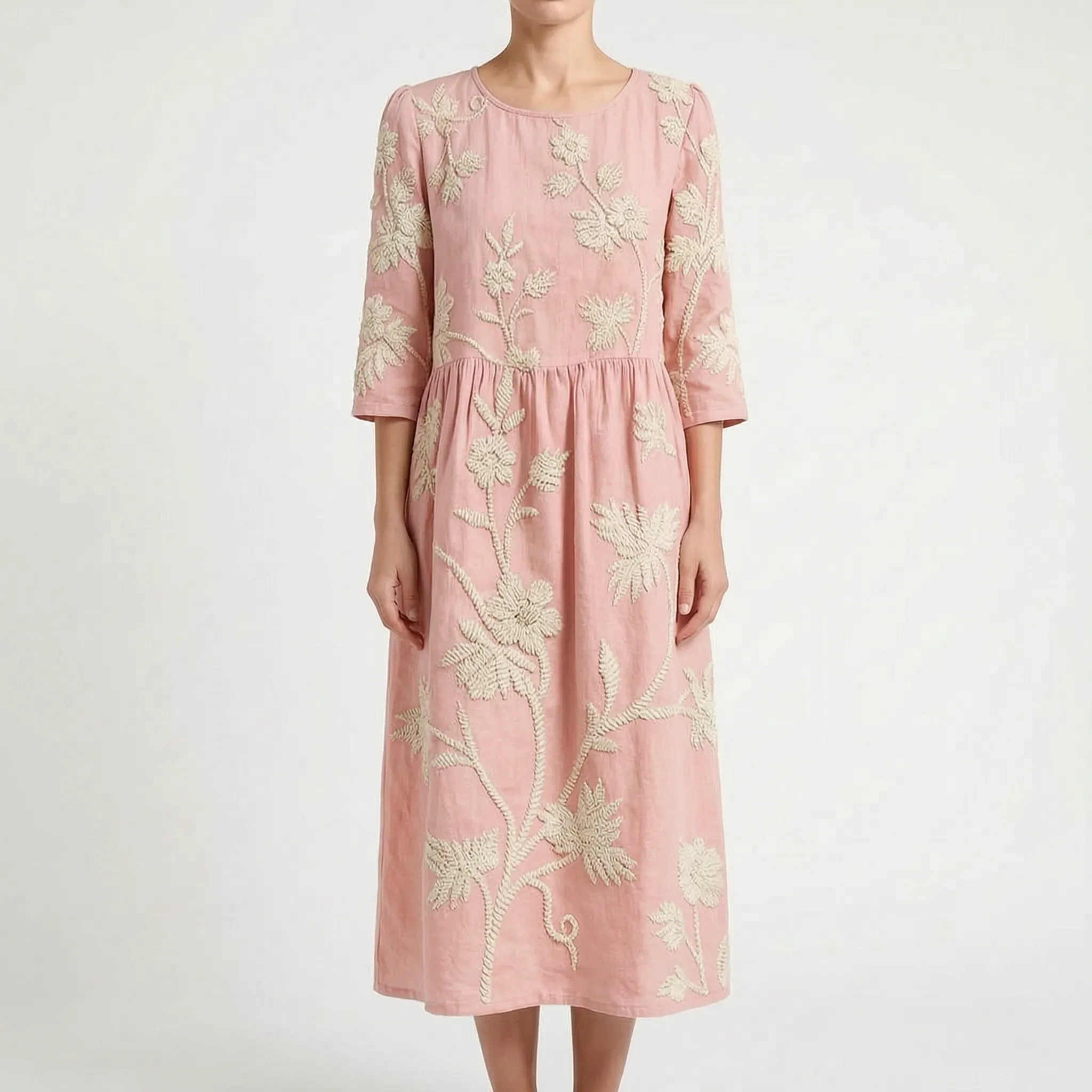 Elizabeth  - Relaxed Blue Floral Midi Dress