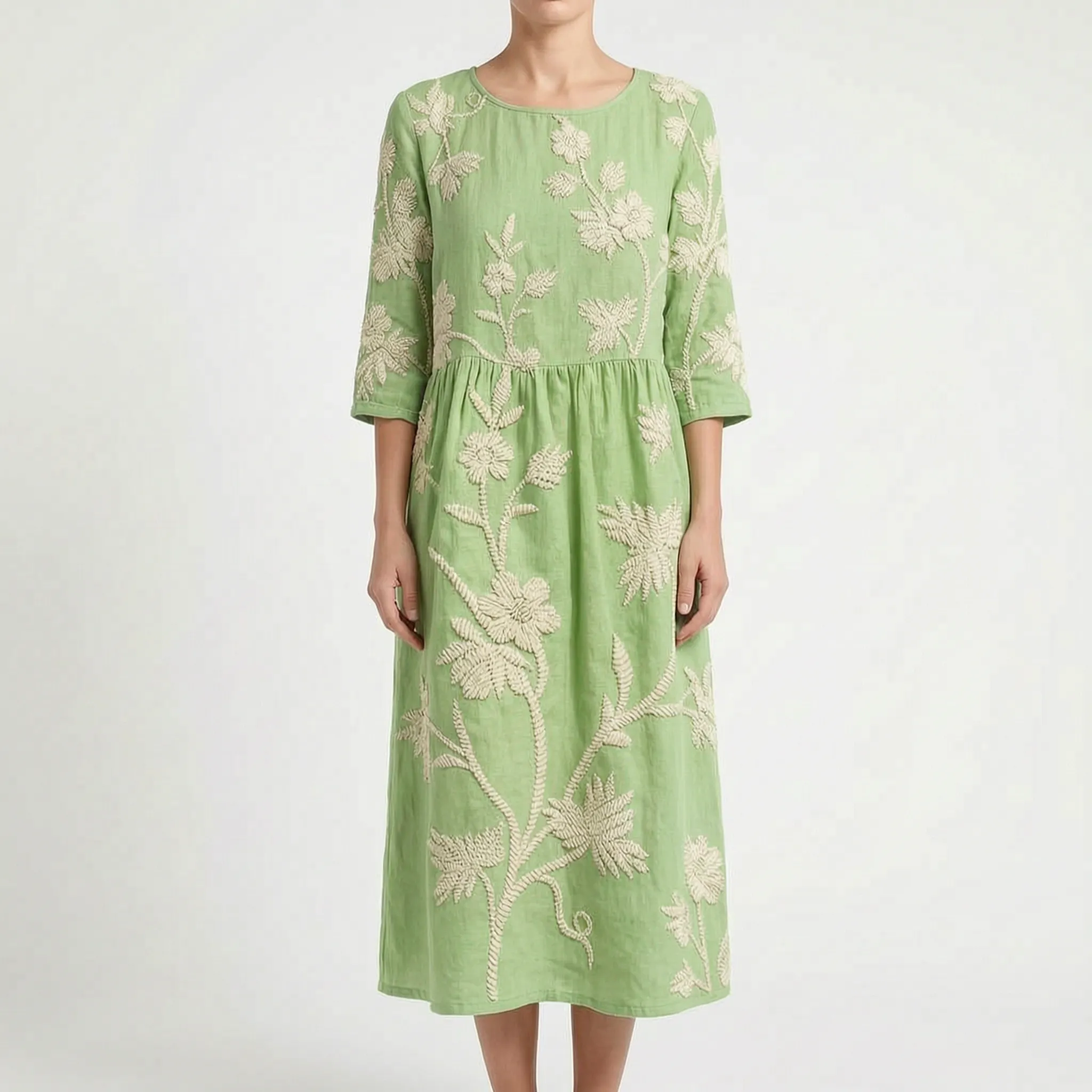 Elizabeth  - Relaxed Blue Floral Midi Dress