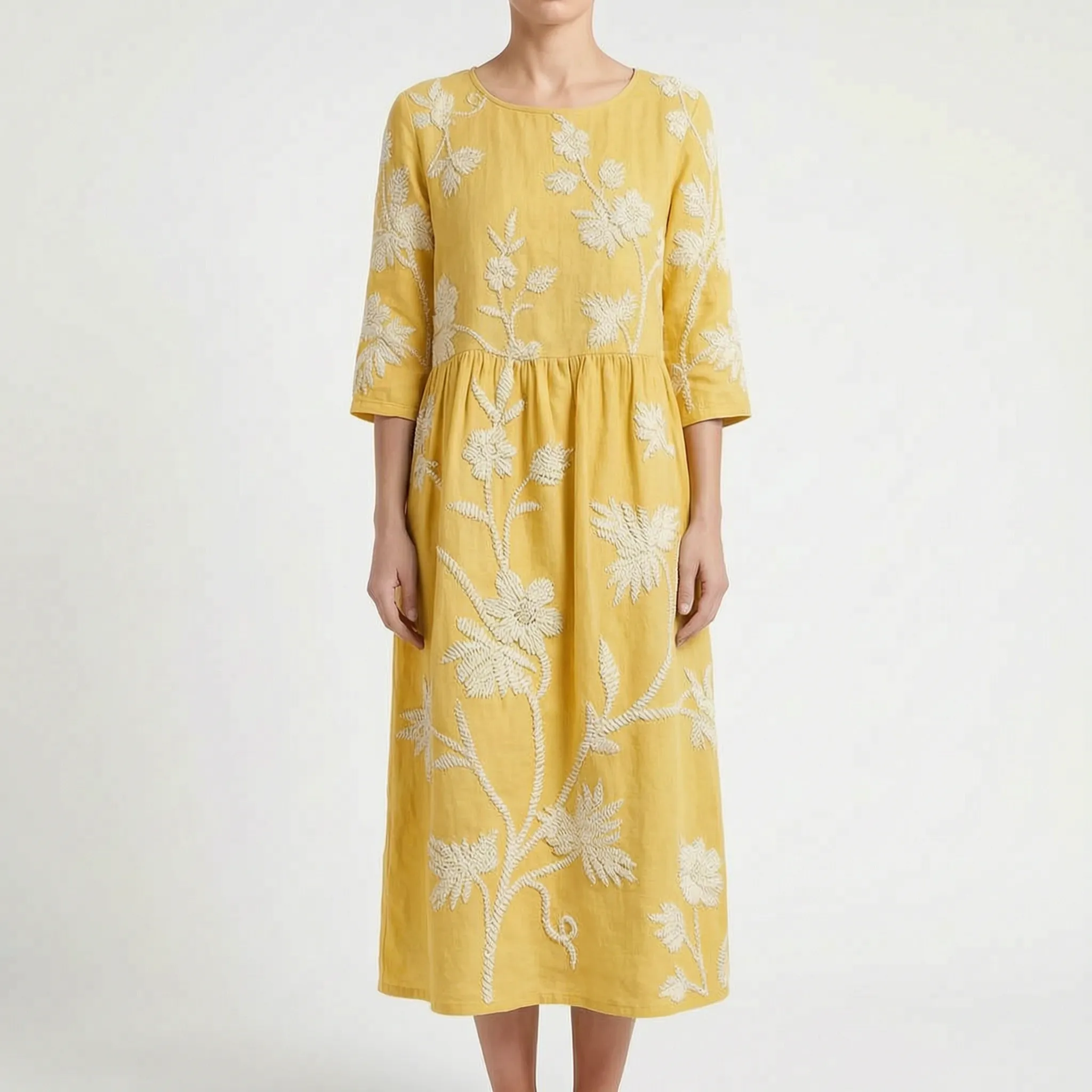 Elizabeth  - Relaxed Blue Floral Midi Dress
