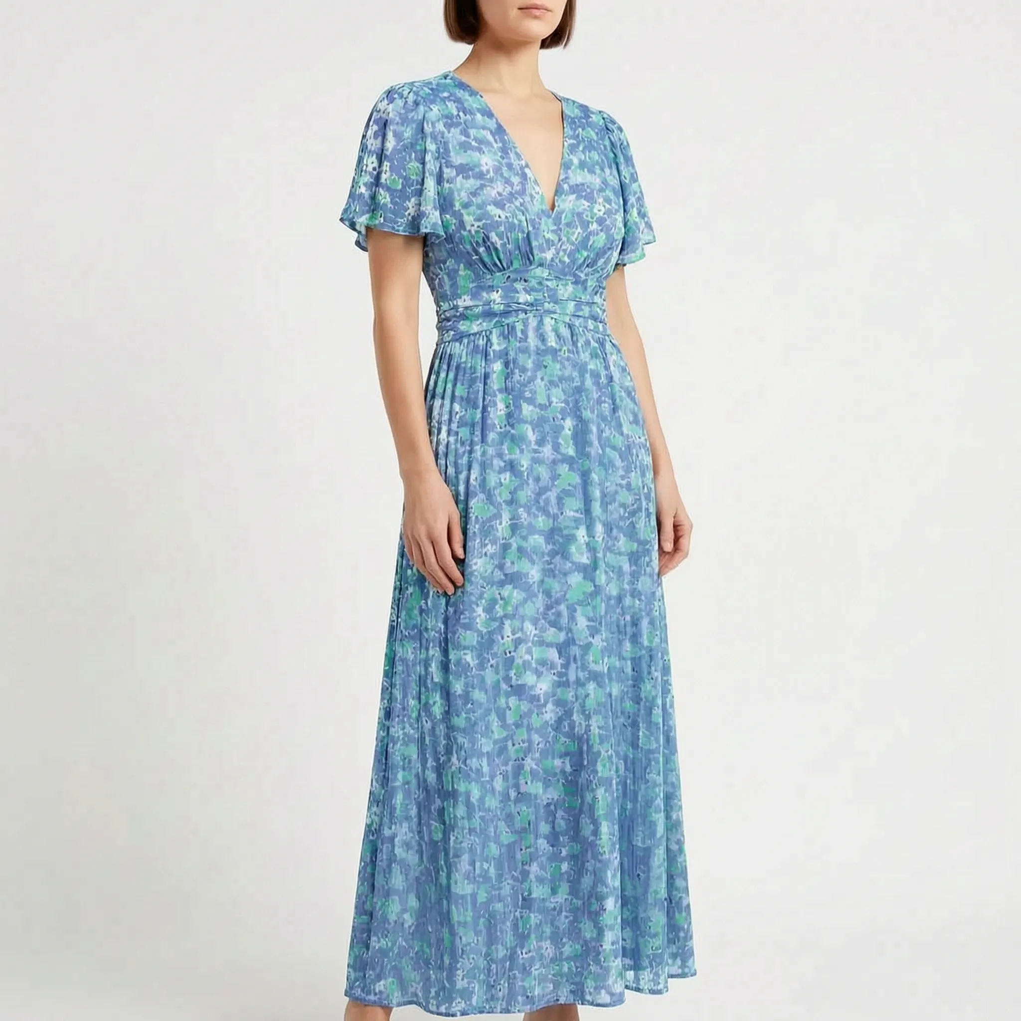 Elsie  - Floral V-Neck Summer Maxi Dress