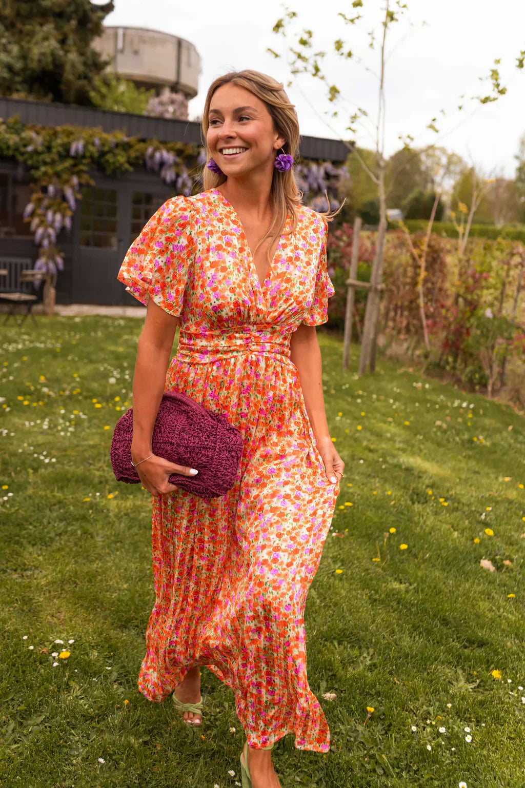 Elsie  - Floral V-Neck Summer Maxi Dress