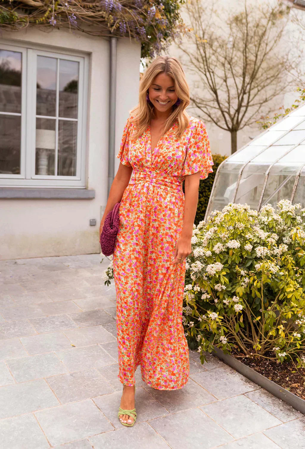 Elsie  - Floral V-Neck Summer Maxi Dress
