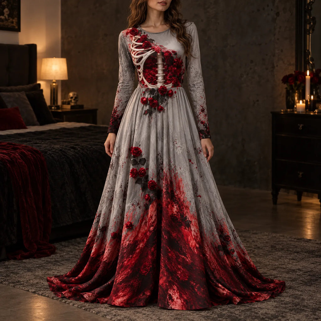Florence  - Long Sleeve Skeletal Maxi Gown