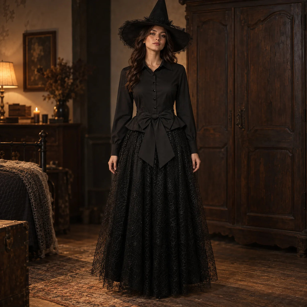 Halloween Collared Witch Dress Costume