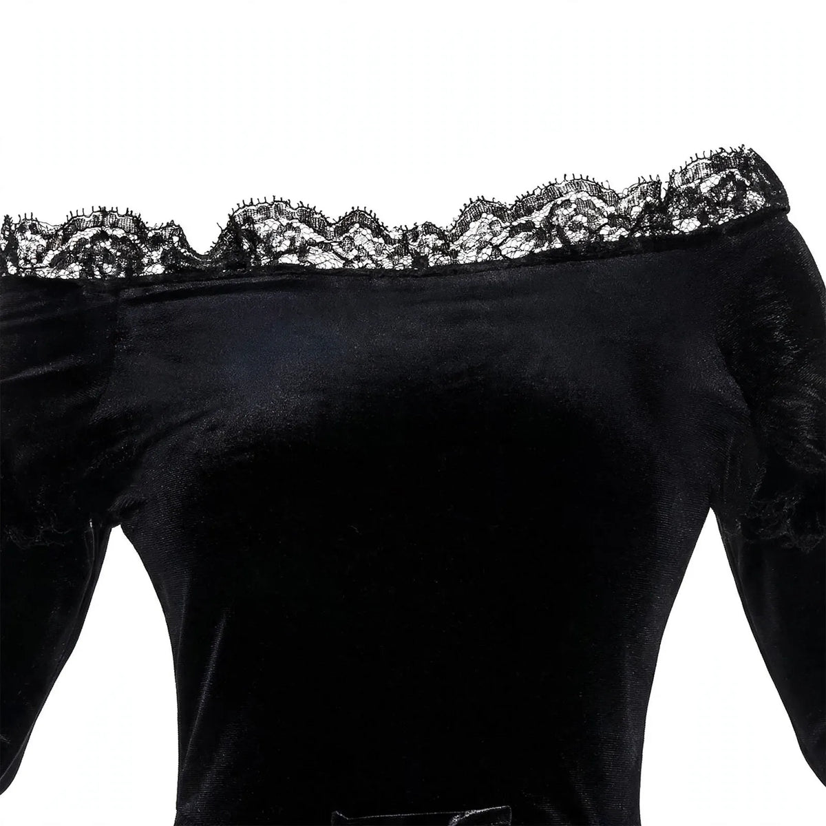 Halloween Lace Trim Trumpet Sleeve Costume Dress
