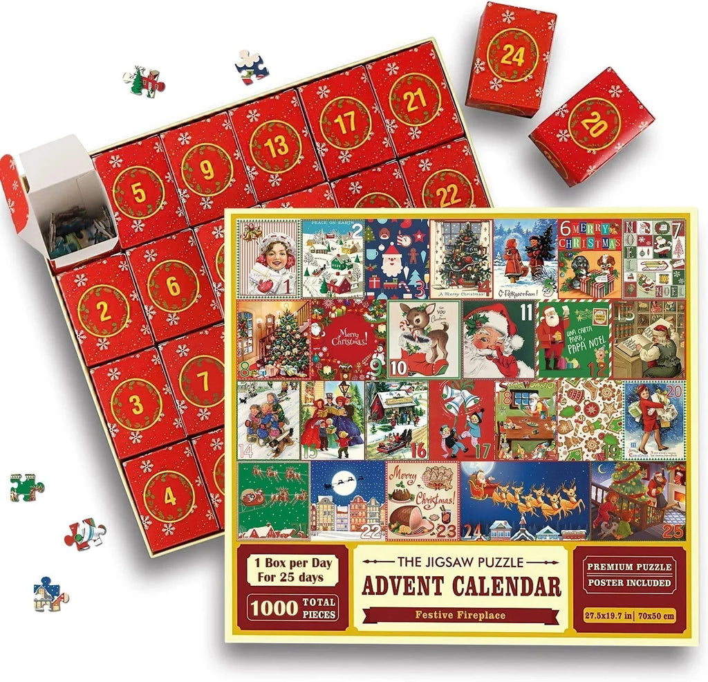 Holiday Collection | 1000-Piece Jigsaw Puzzle with 25-Day Countdown Design | Recyclable Cardboard for Festive Family Fun 0