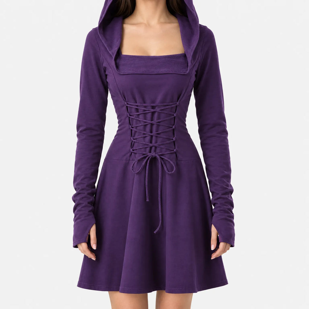 Hooded Lace Up Halloween Dress