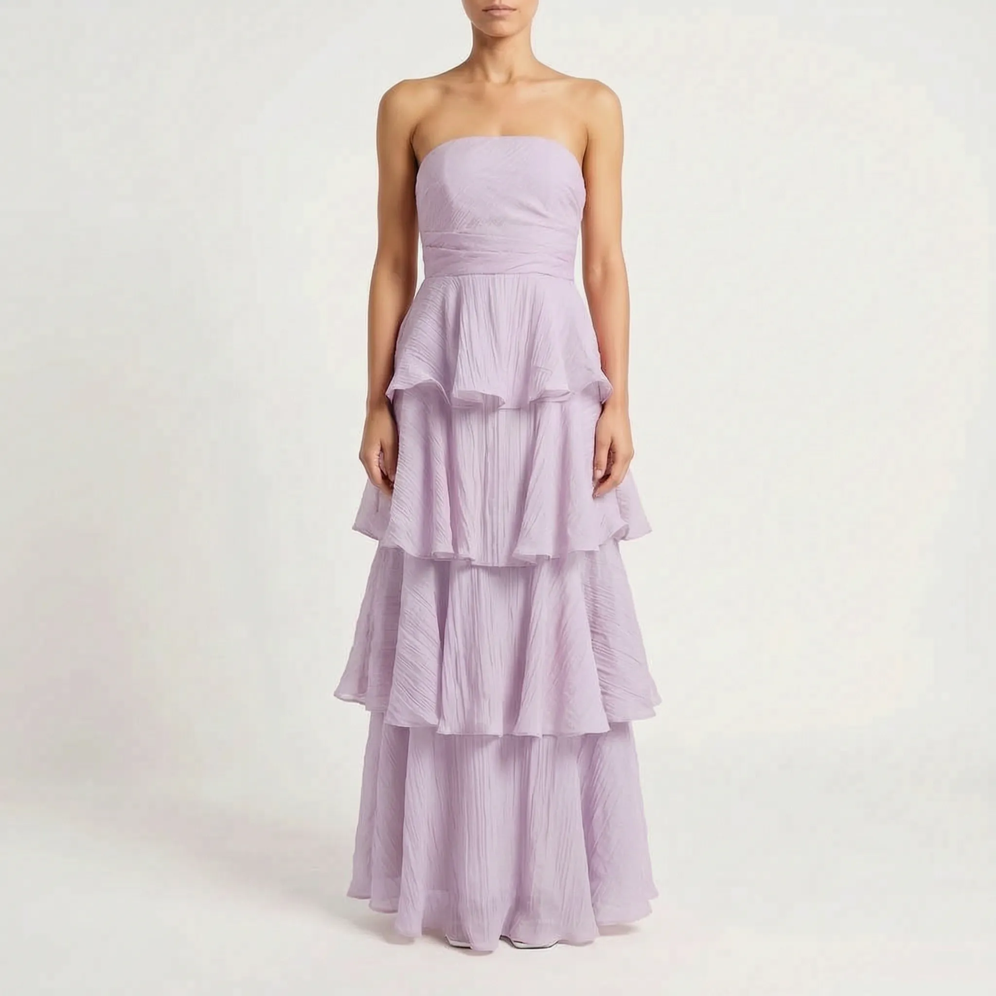 Janie  - Strapless Tiered Ruffle Maxi Dress