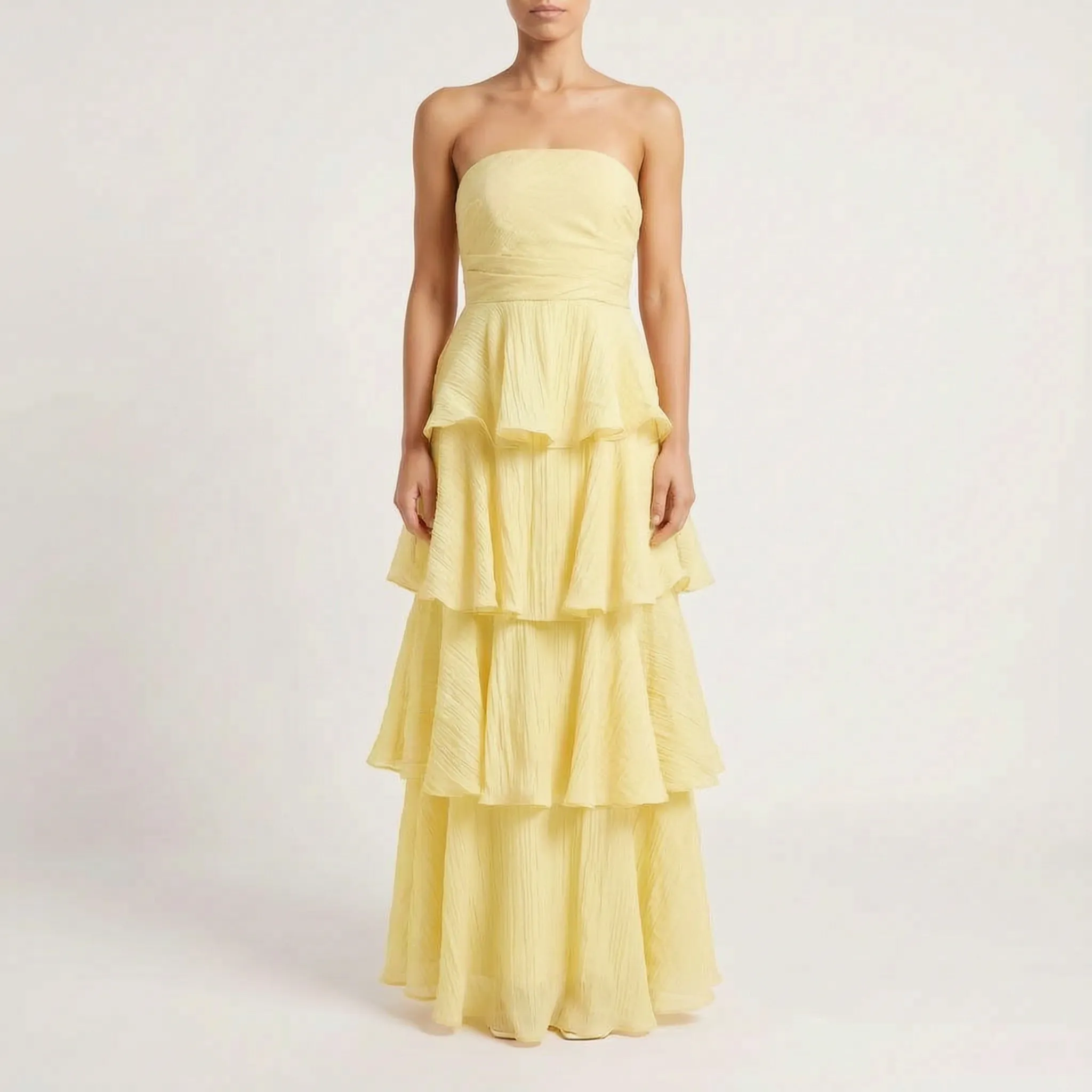 Janie  - Strapless Tiered Ruffle Maxi Dress
