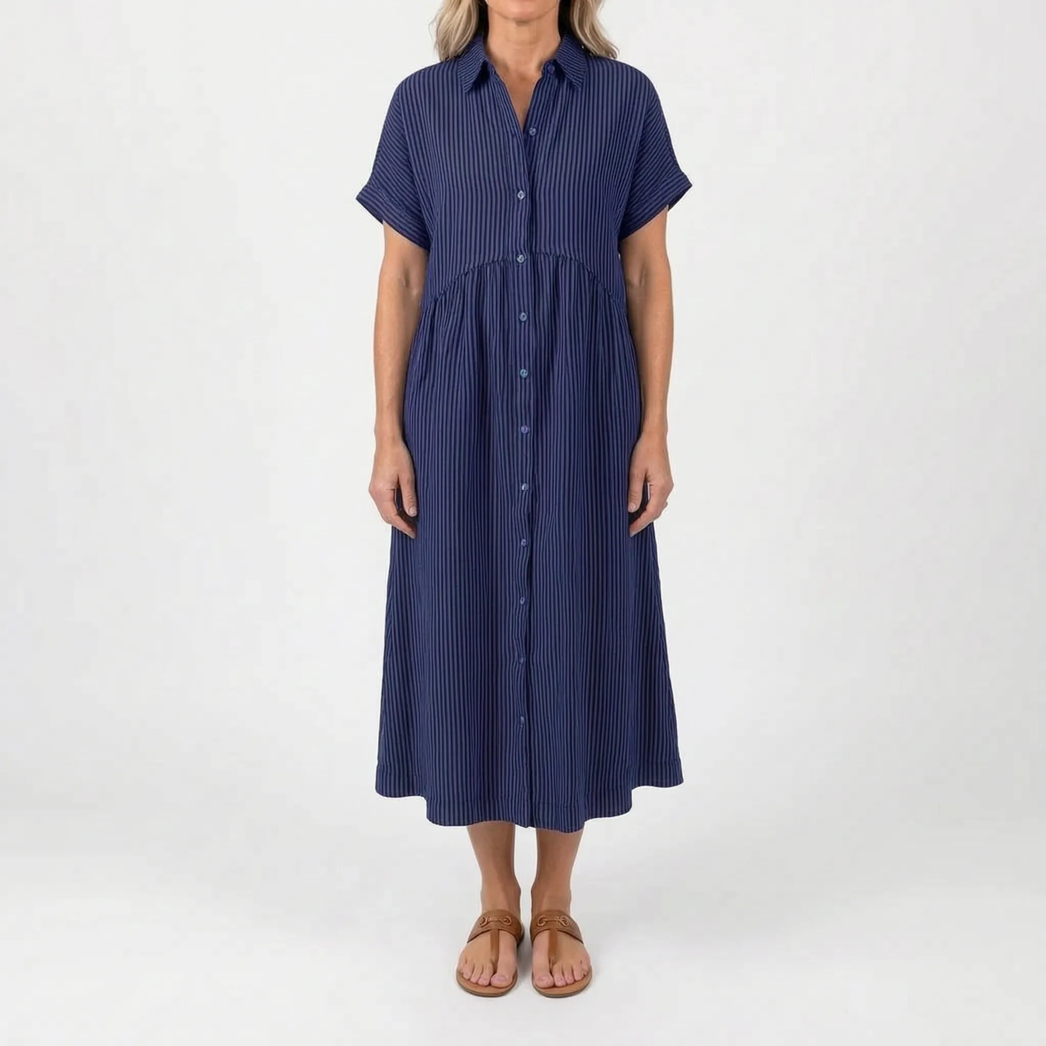 Joanna  - Relaxed Striped Shirt Dress