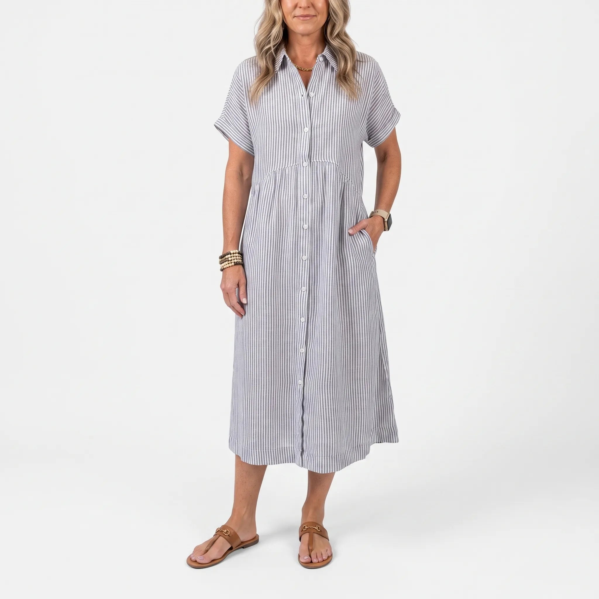 Joanna  - Relaxed Striped Shirt Dress