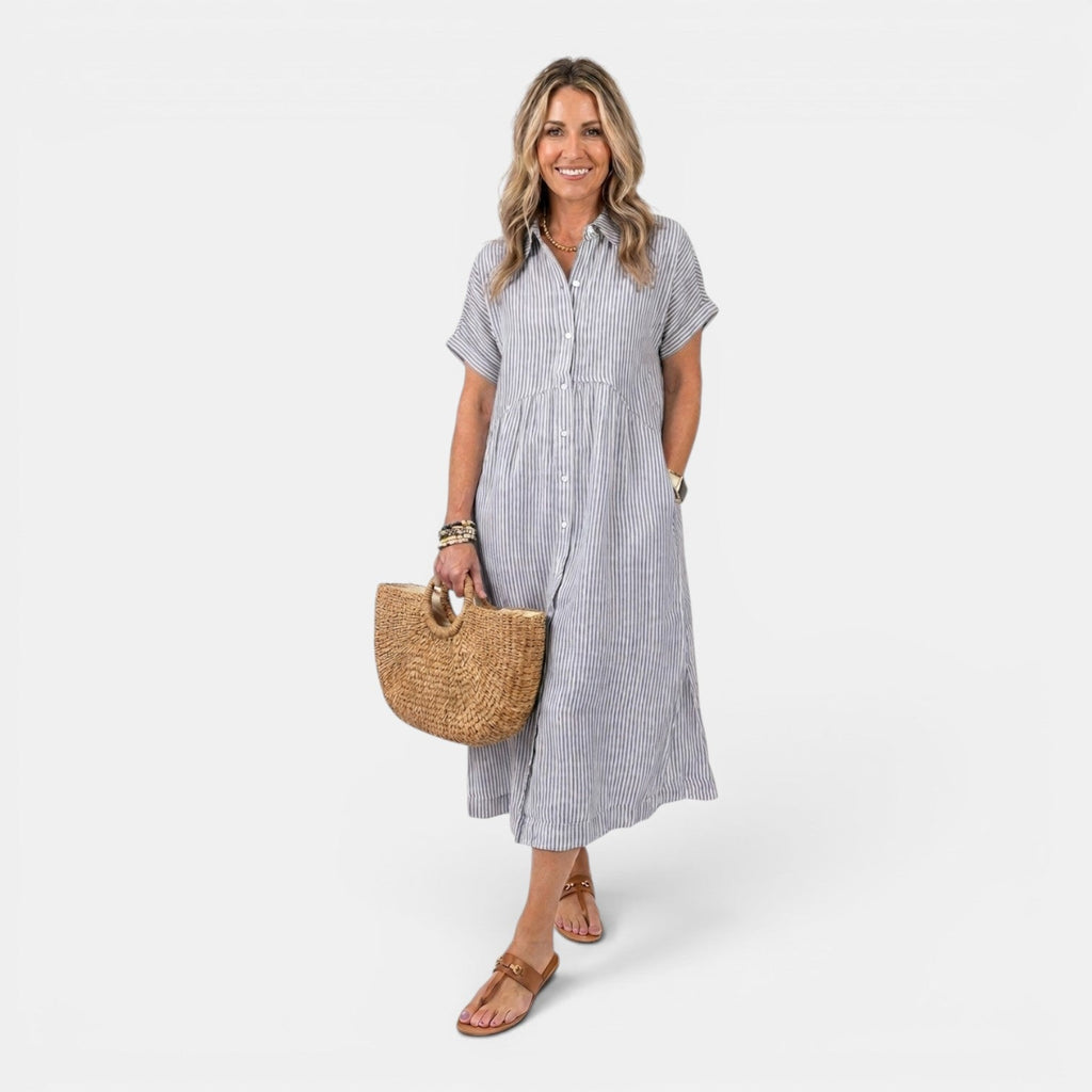 Joanna  - Relaxed Striped Shirt Dress
