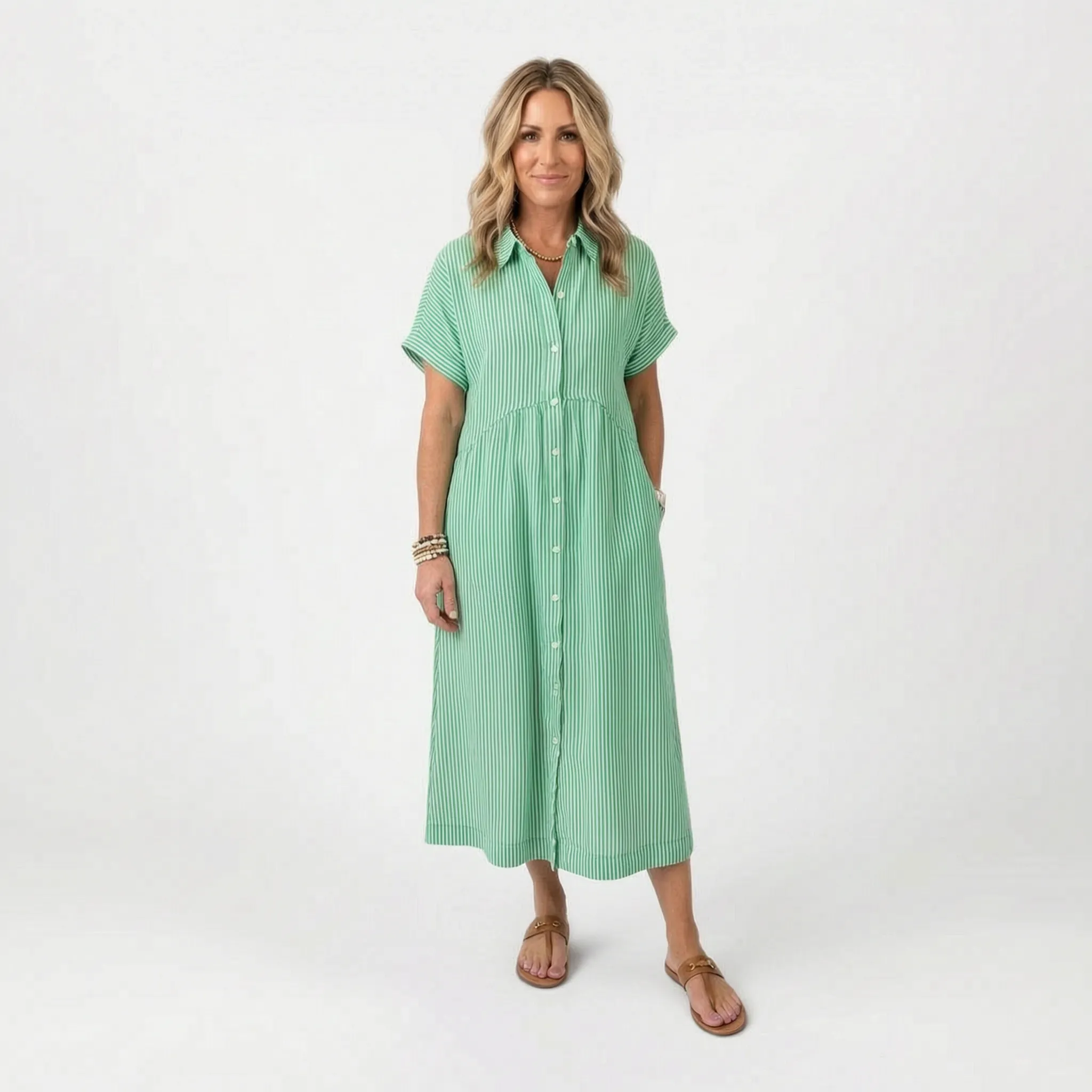 Joanna  - Relaxed Striped Shirt Dress