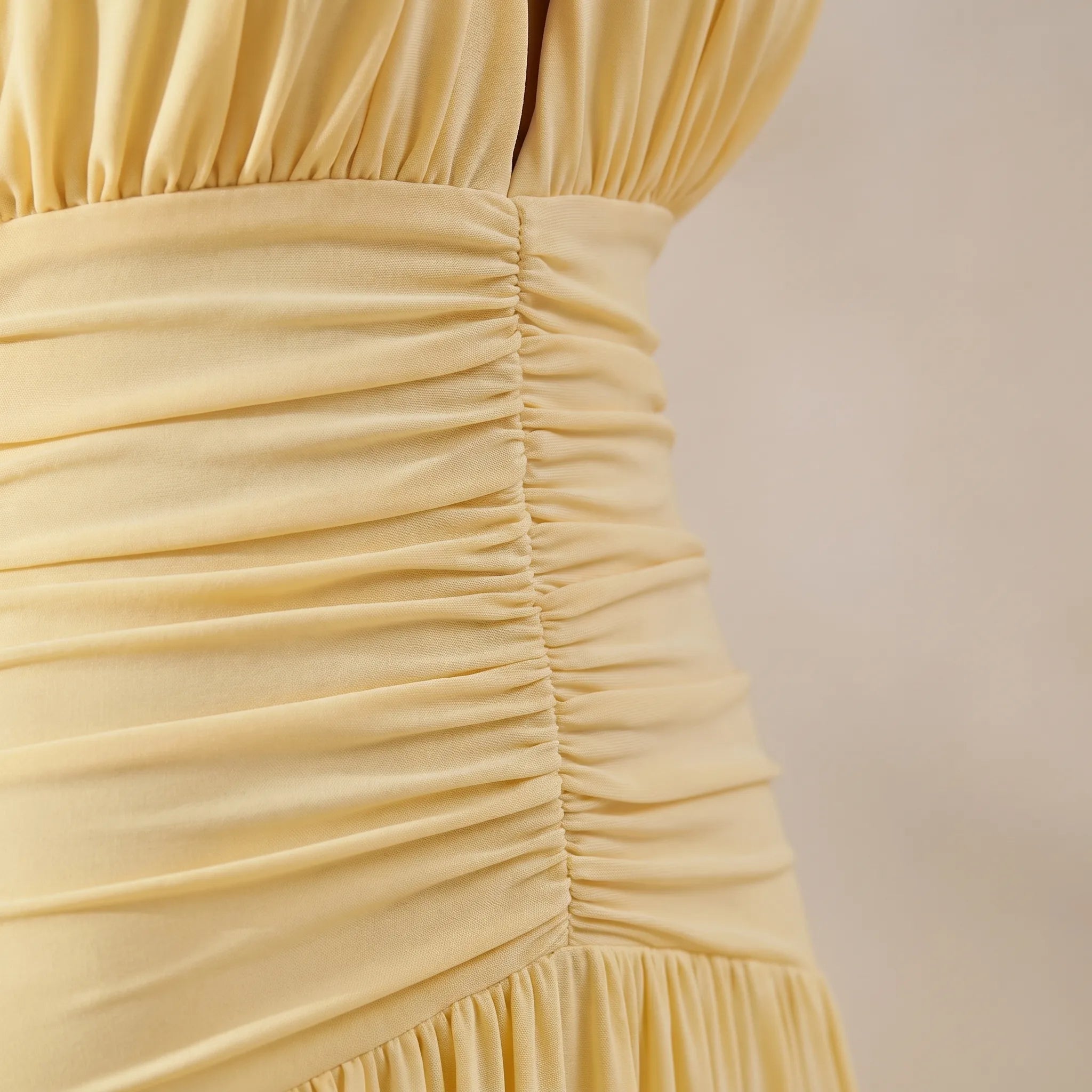 Karla  - Plunging Halterneck Yellow Maxi Dress