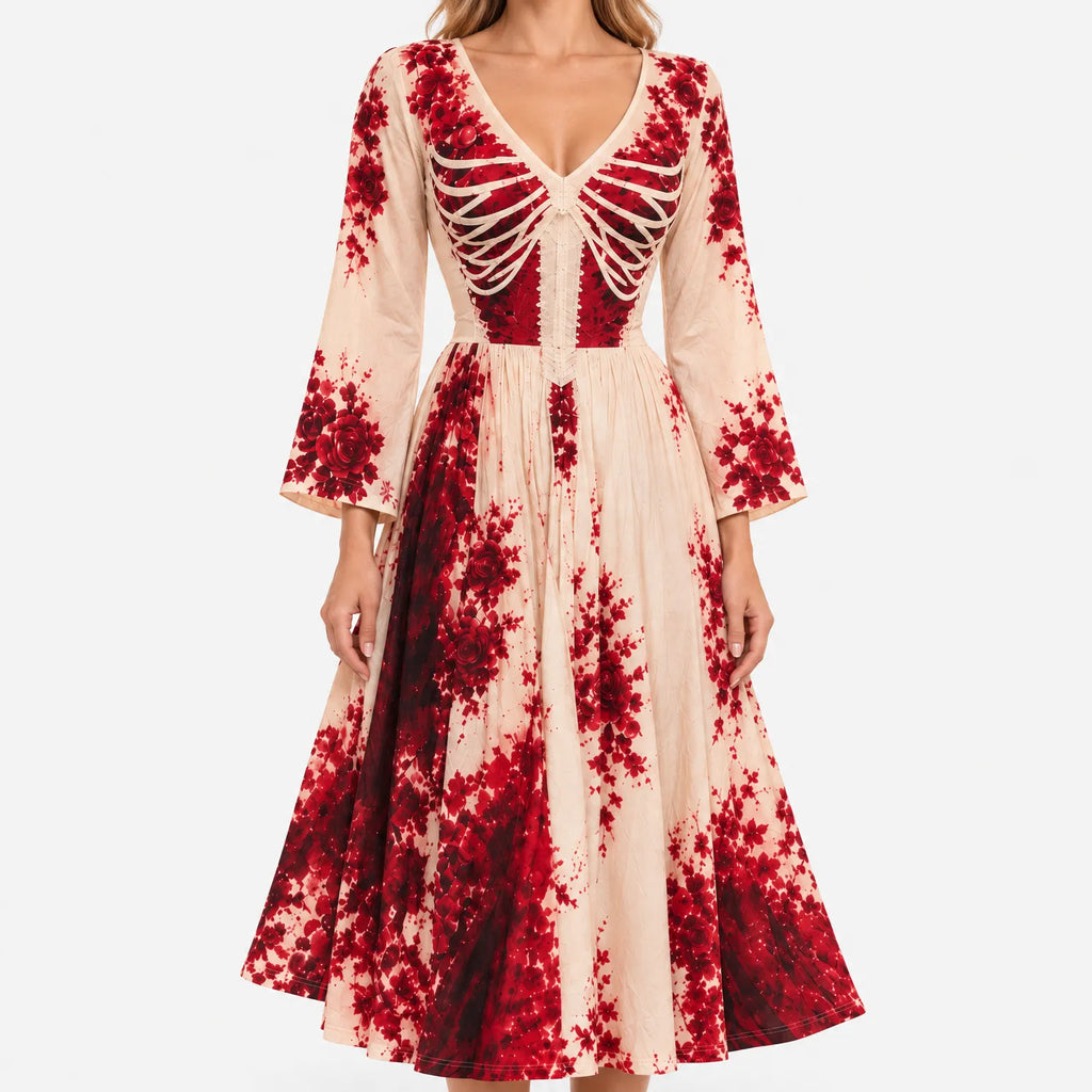 Kellie  - Floral Bodice Halloween Maxi Dress