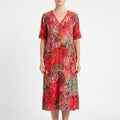 Kimberly  - Short-Sleeved Patterned Ladies Midi Dress