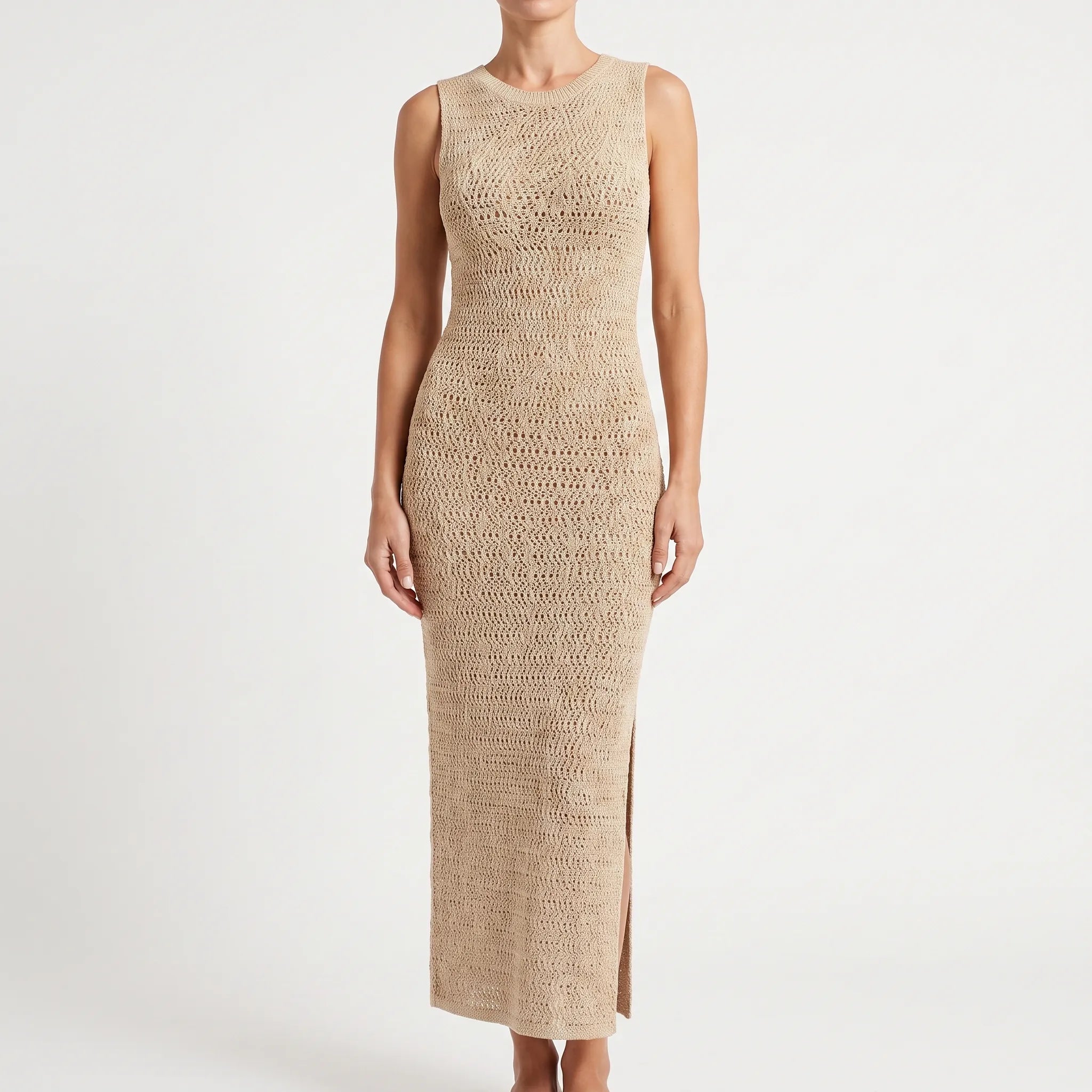Leah  - Textured Knit Ladies Summer Midi Dress