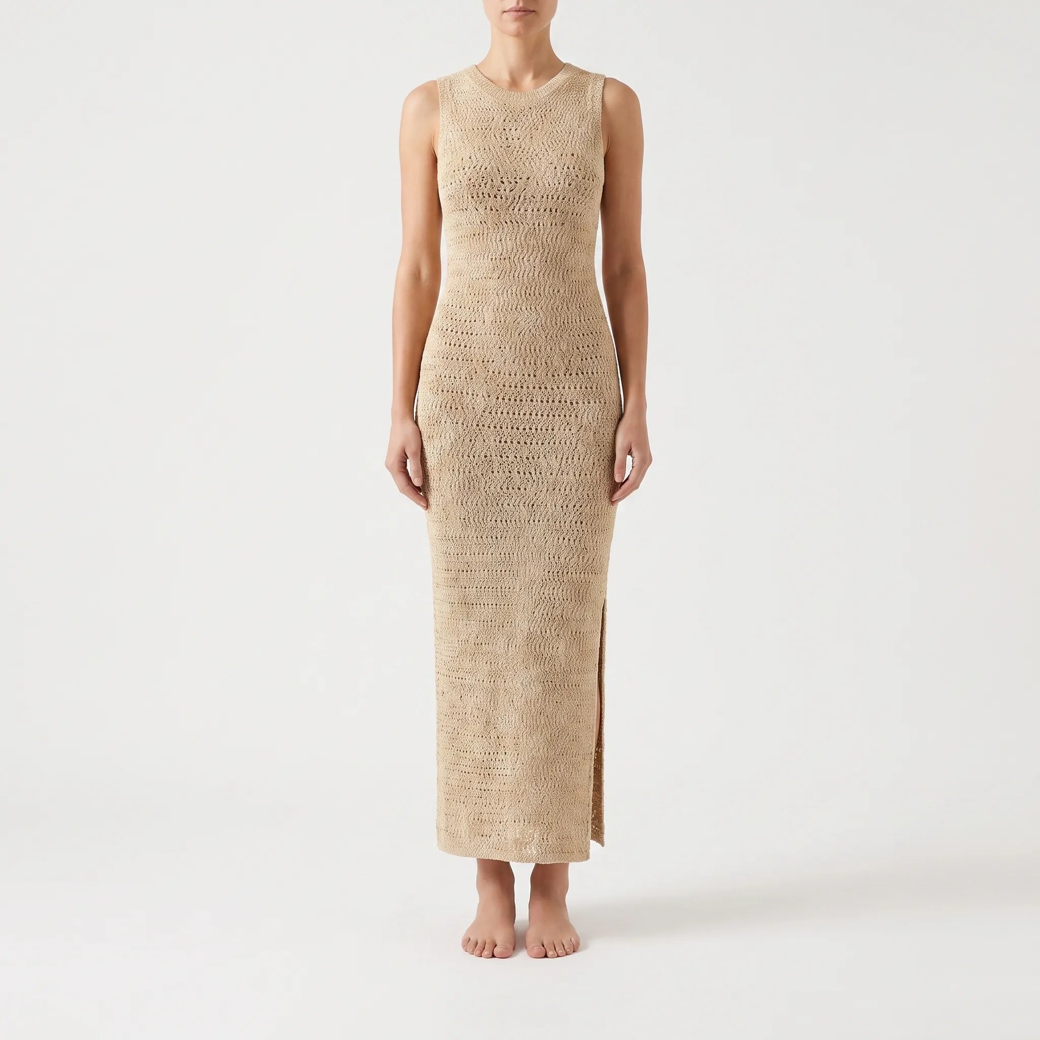 Leah  - Textured Knit Ladies Summer Midi Dress