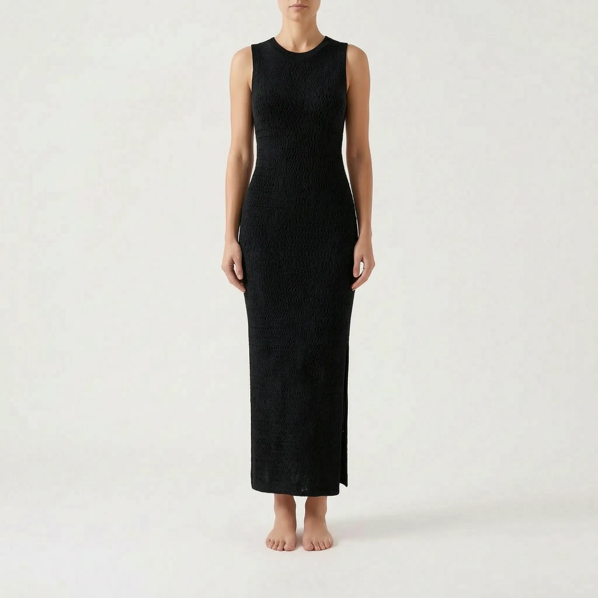 Leah  - Textured Knit Ladies Summer Midi Dress