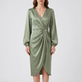 Leigh  - Long Sleeve Midi Wrap Dress