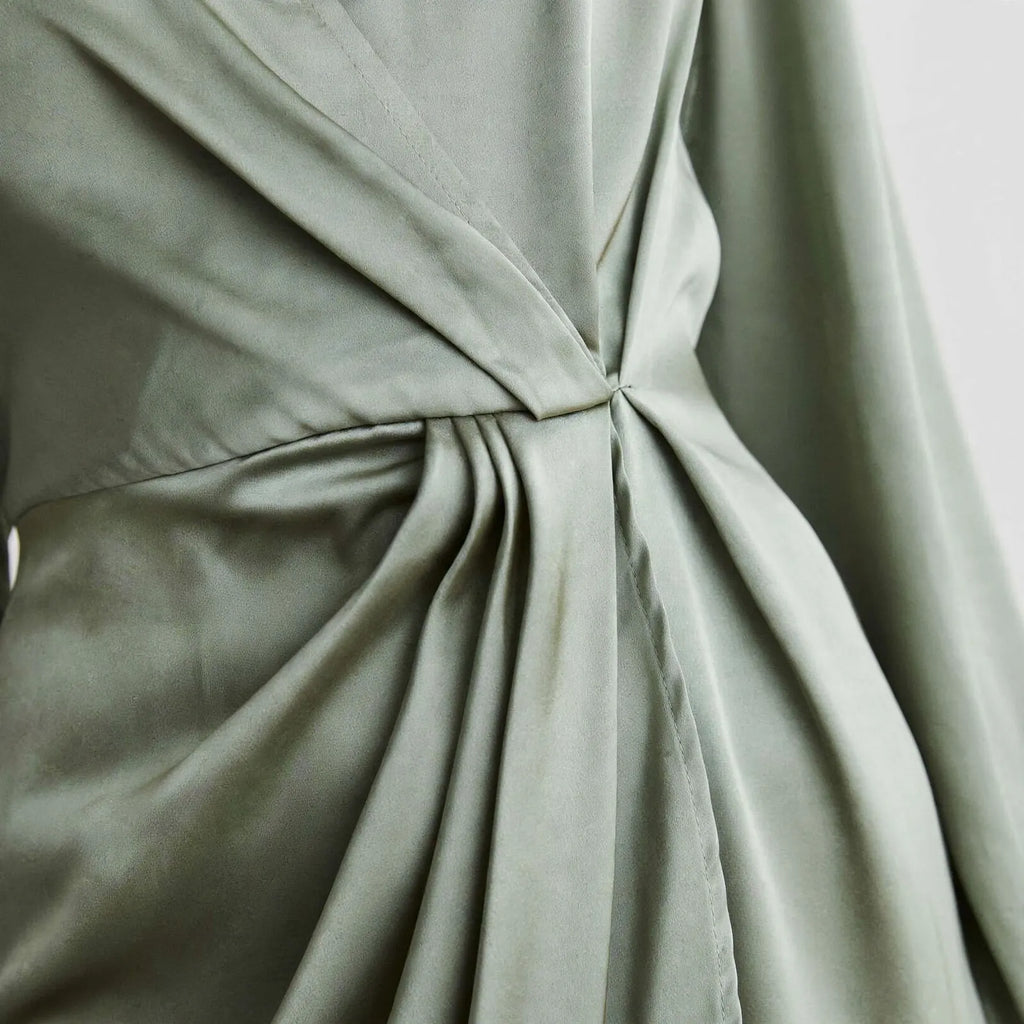 Leigh  - Long Sleeve Midi Wrap Dress