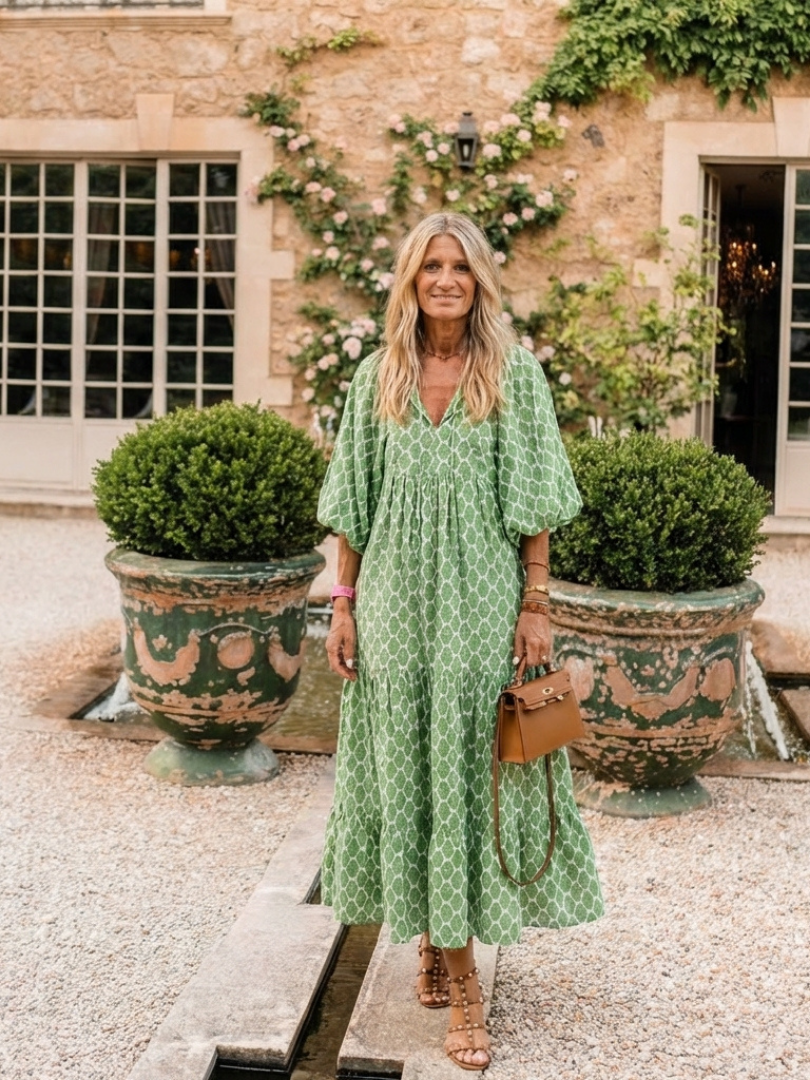 Maggie  - Relaxed Geometric Patterned Midi Dress