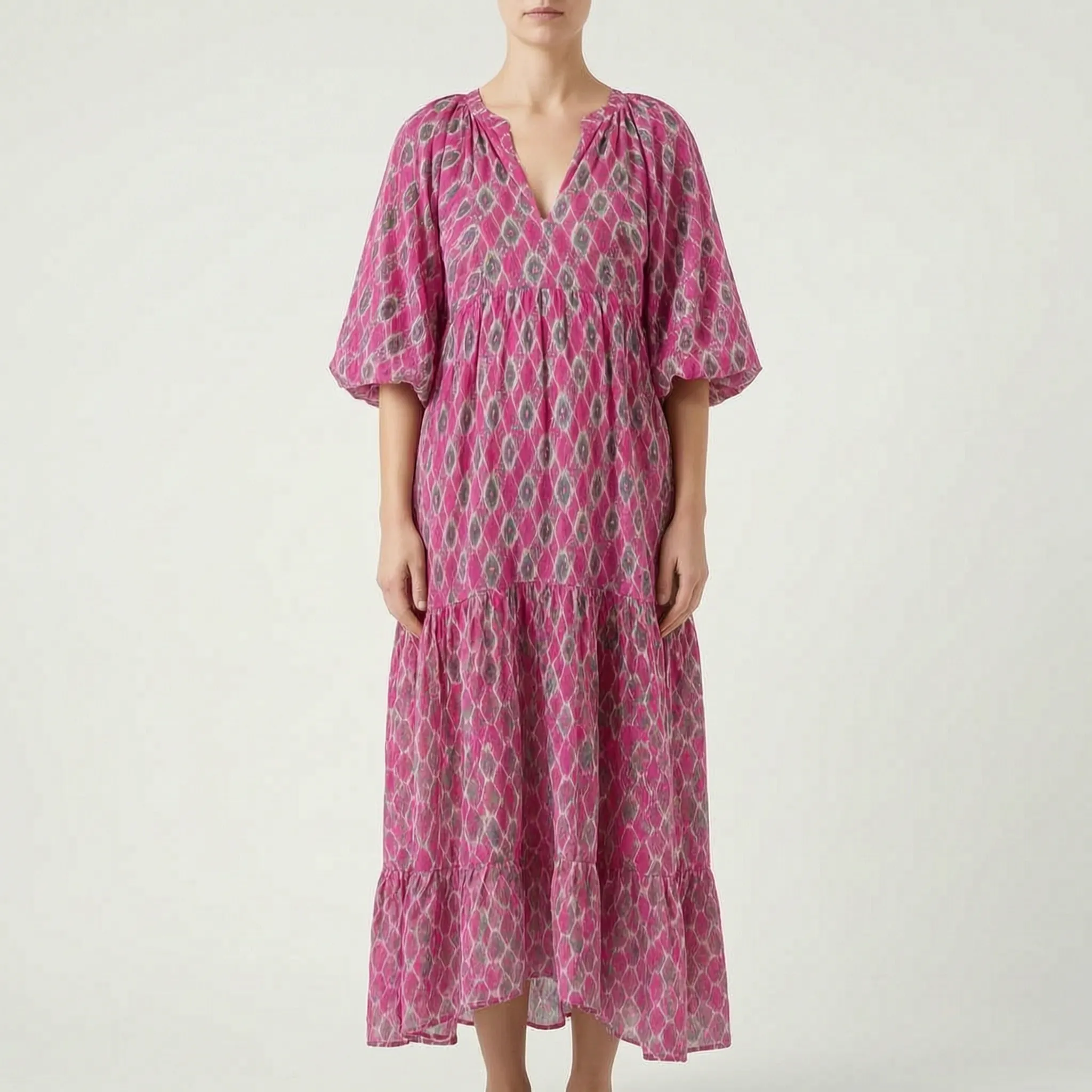 Maggie  - Relaxed Geometric Patterned Midi Dress