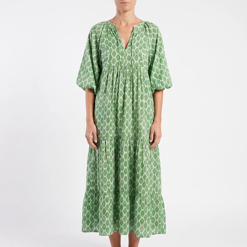 Maggie  - Relaxed Geometric Patterned Midi Dress