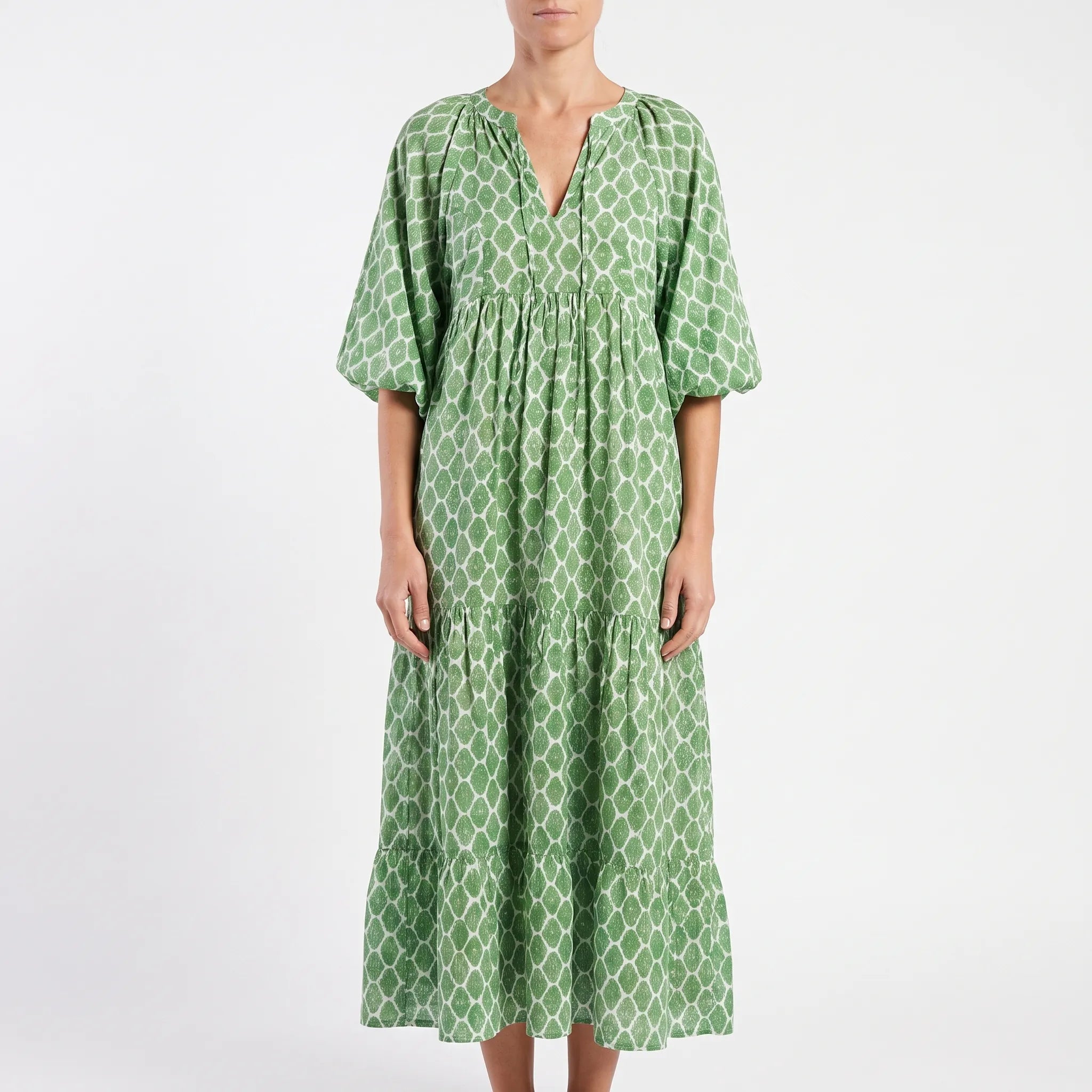 Maggie  - Relaxed Geometric Patterned Midi Dress