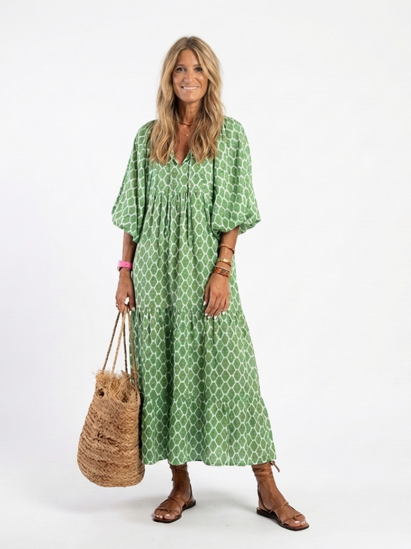 Maggie  - Relaxed Geometric Patterned Midi Dress