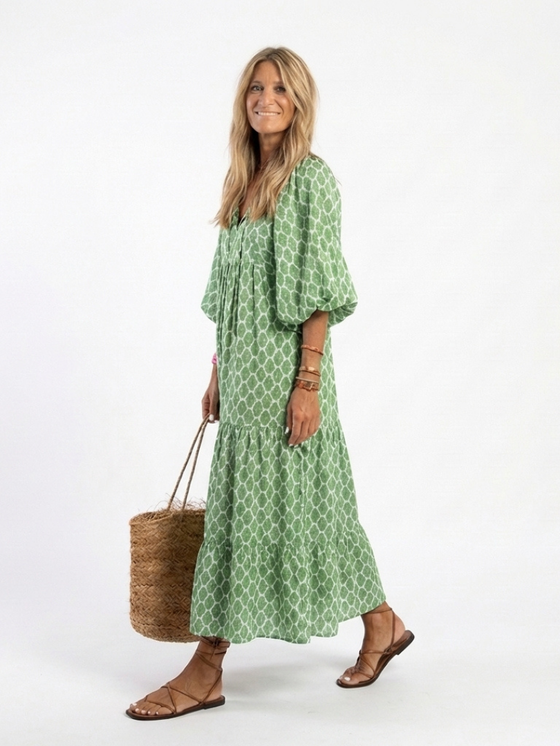 Maggie  - Relaxed Geometric Patterned Midi Dress