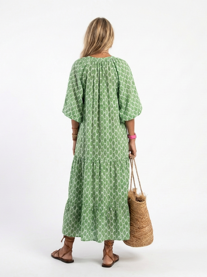 Maggie  - Relaxed Geometric Patterned Midi Dress
