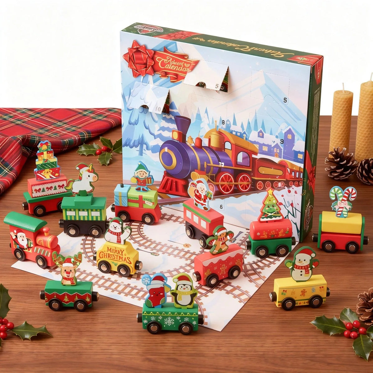 Magnetic Train Advent Calendar | 12 Friction-Powered Cars for Interactive Holiday Countdown Fun 1
