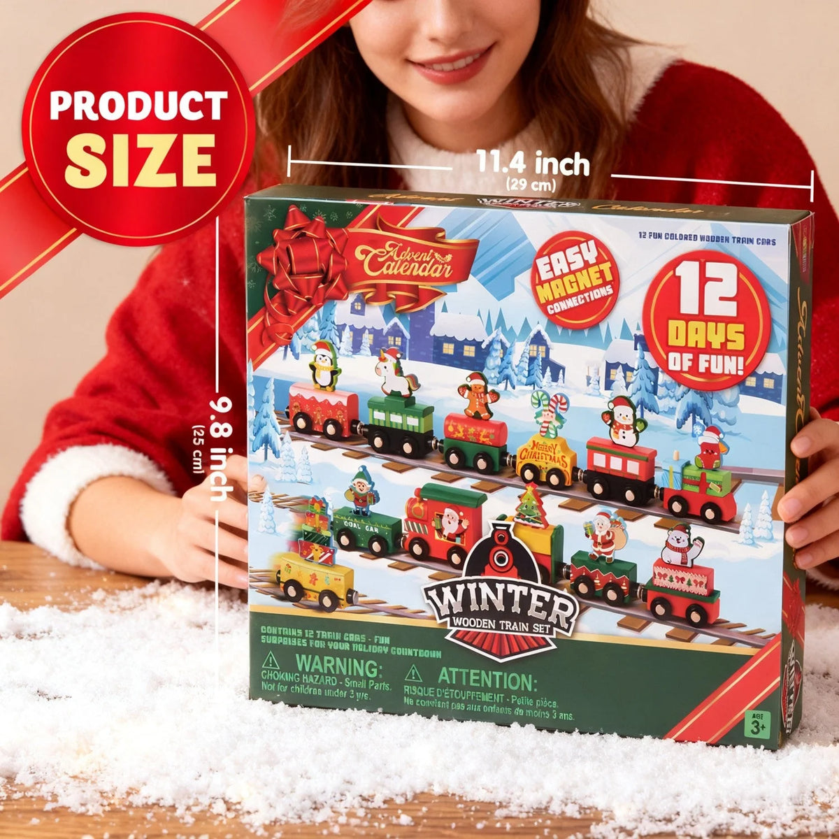 Magnetic Train Advent Calendar | 12 Friction-Powered Cars for Interactive Holiday Countdown Fun 2